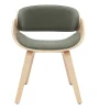 Chaise design en tissu vert kaki et bois clair BENT