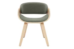 Chaise design en tissu vert kaki et bois clair BENT