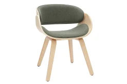 Chaise design en tissu vert kaki et bois clair BENT