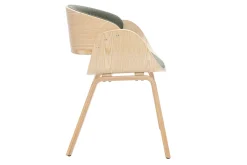 Chaise design en tissu vert kaki et bois clair BENT
