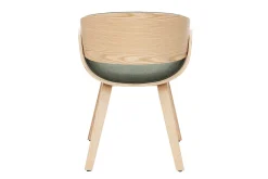Chaise design en tissu vert kaki et bois clair BENT