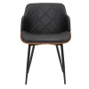 Chaise design noir, bois foncé et métal LUCIEN