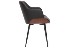 Chaise design noir, bois foncé et métal LUCIEN