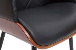Chaise design noir, bois foncé et métal LUCIEN