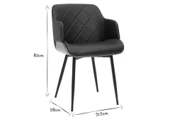 Chaise design noir, bois foncé et métal LUCIEN