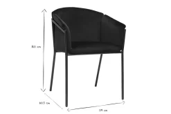 Chaise design noire en tissu velours et métal BRIANE