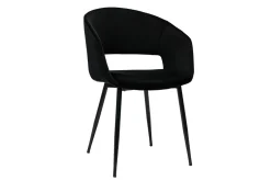 Chaise design noire en tissu velours et métal PRISMA