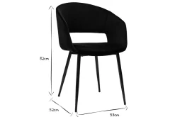 Chaise design noire en tissu velours et métal PRISMA
