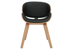 Chaise design noire et bois clair WALNUT