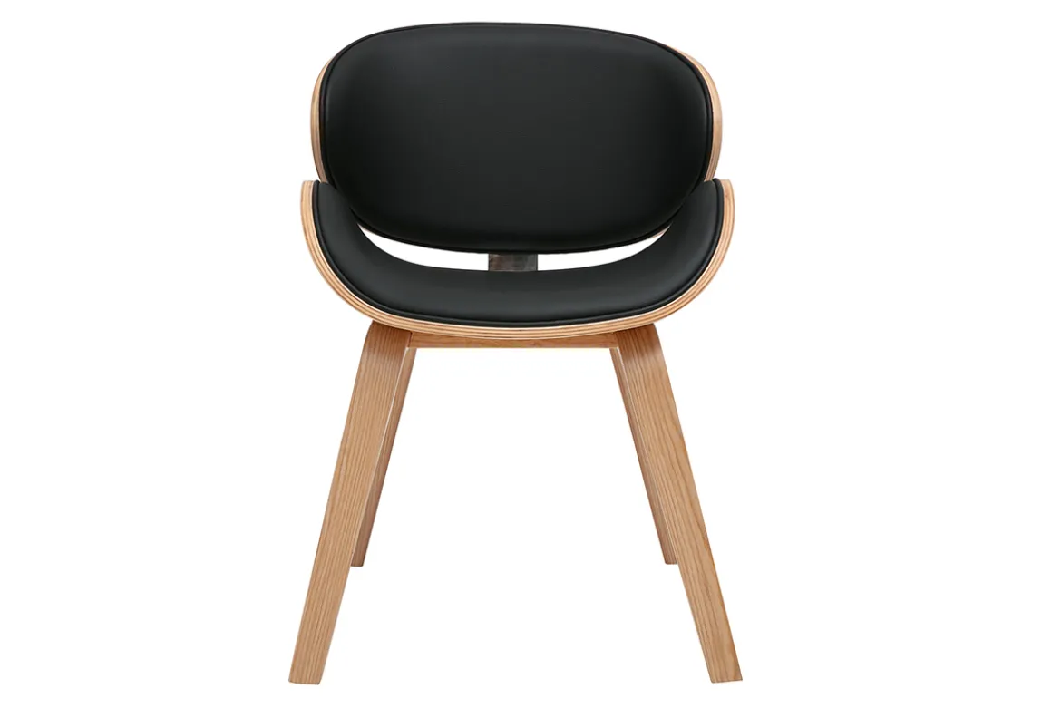 Chaise design noire et bois clair WALNUT