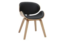 Chaise design noire et bois clair WALNUT