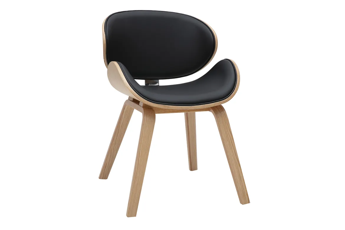 Chaise design noire et bois clair WALNUT