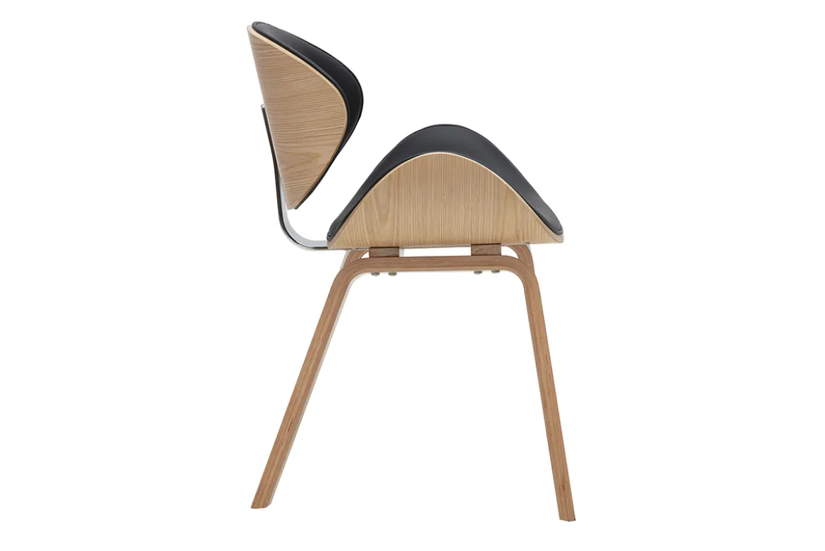 Chaise design noire et bois clair WALNUT