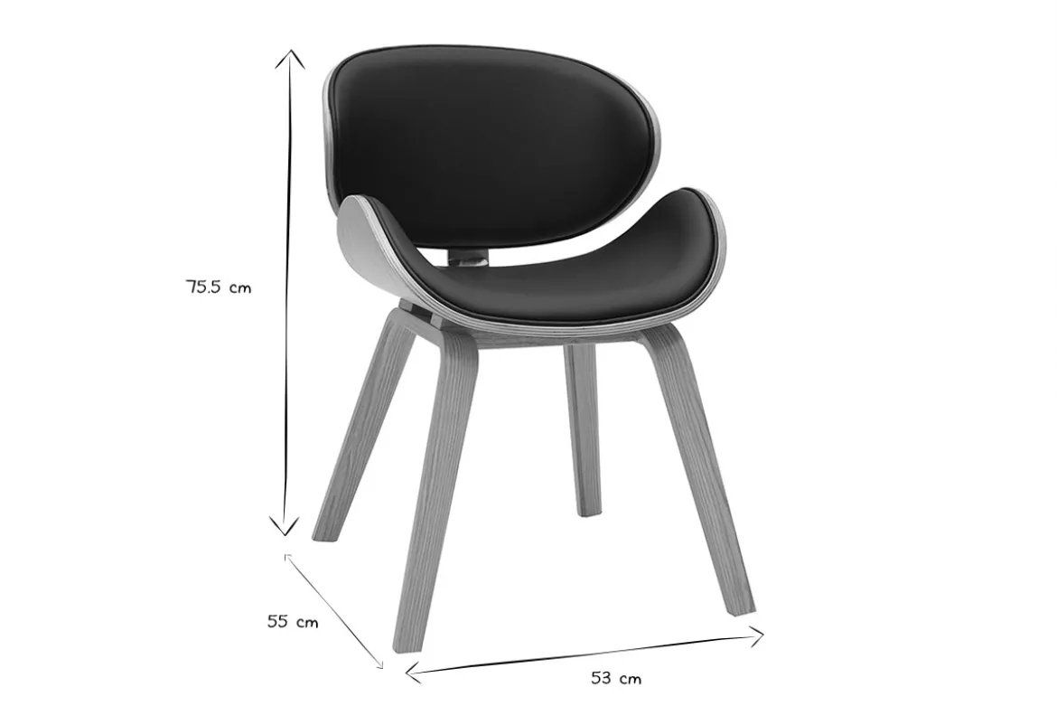 Chaise design noire et bois clair WALNUT