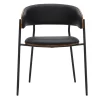 Chaise design noire et bois foncé noyer DANTE