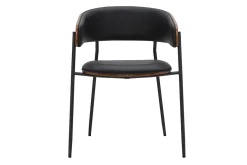 Chaise design noire et bois foncé noyer DANTE