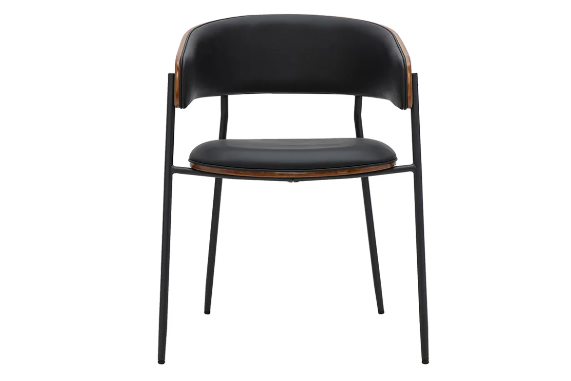 Chaise design noire et bois foncé noyer DANTE