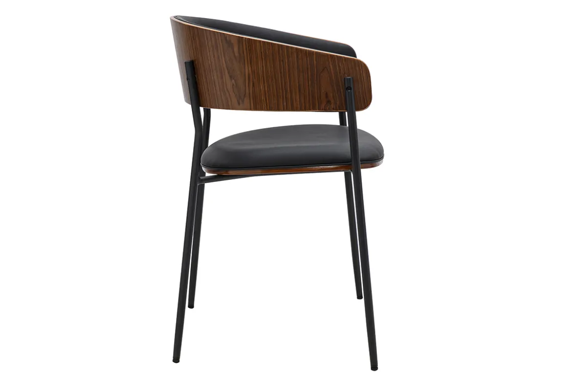 Chaise design noire et bois foncé noyer DANTE