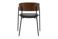 Chaise design noire et bois foncé noyer DANTE