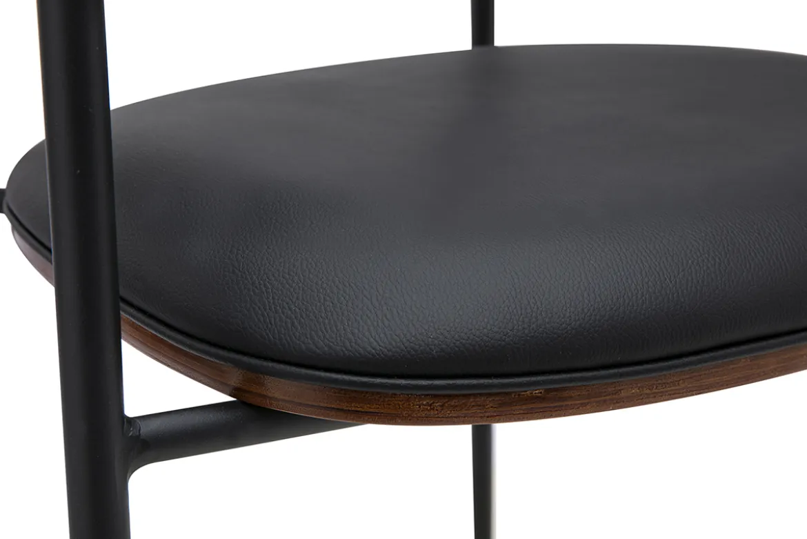 Chaise design noire et bois foncé noyer DANTE
