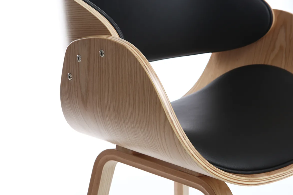 Chaise design noir et bois clair BENT