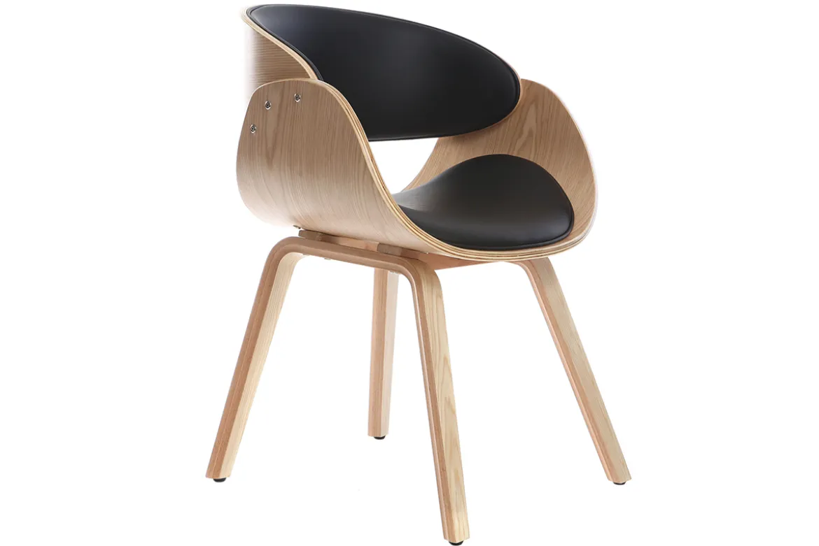 Chaise design noir et bois clair BENT