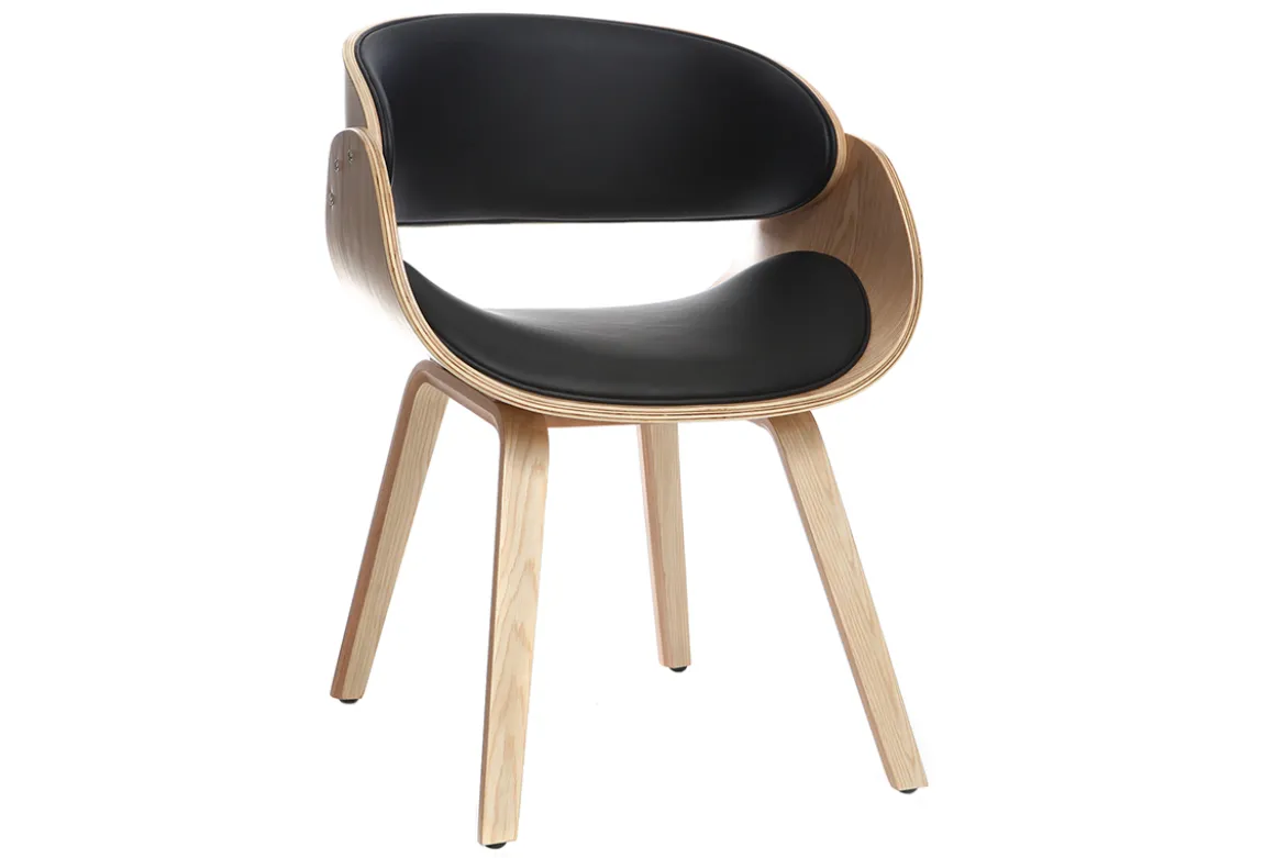 Chaise design noir et bois clair BENT