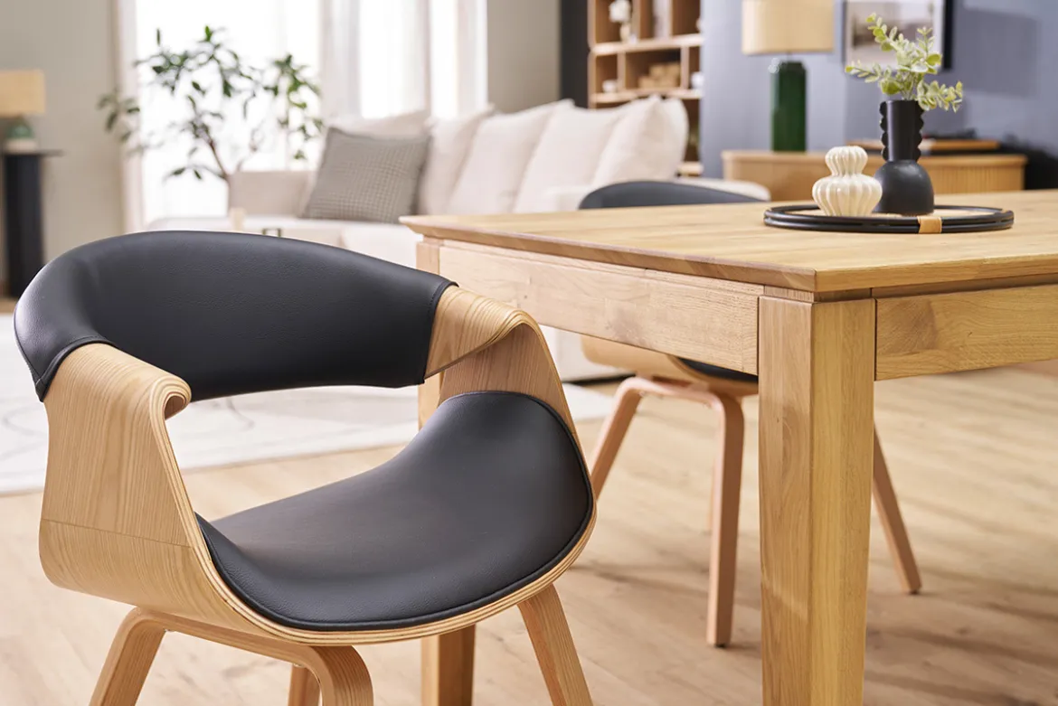 Chaise design noir et bois clair ARAMIS