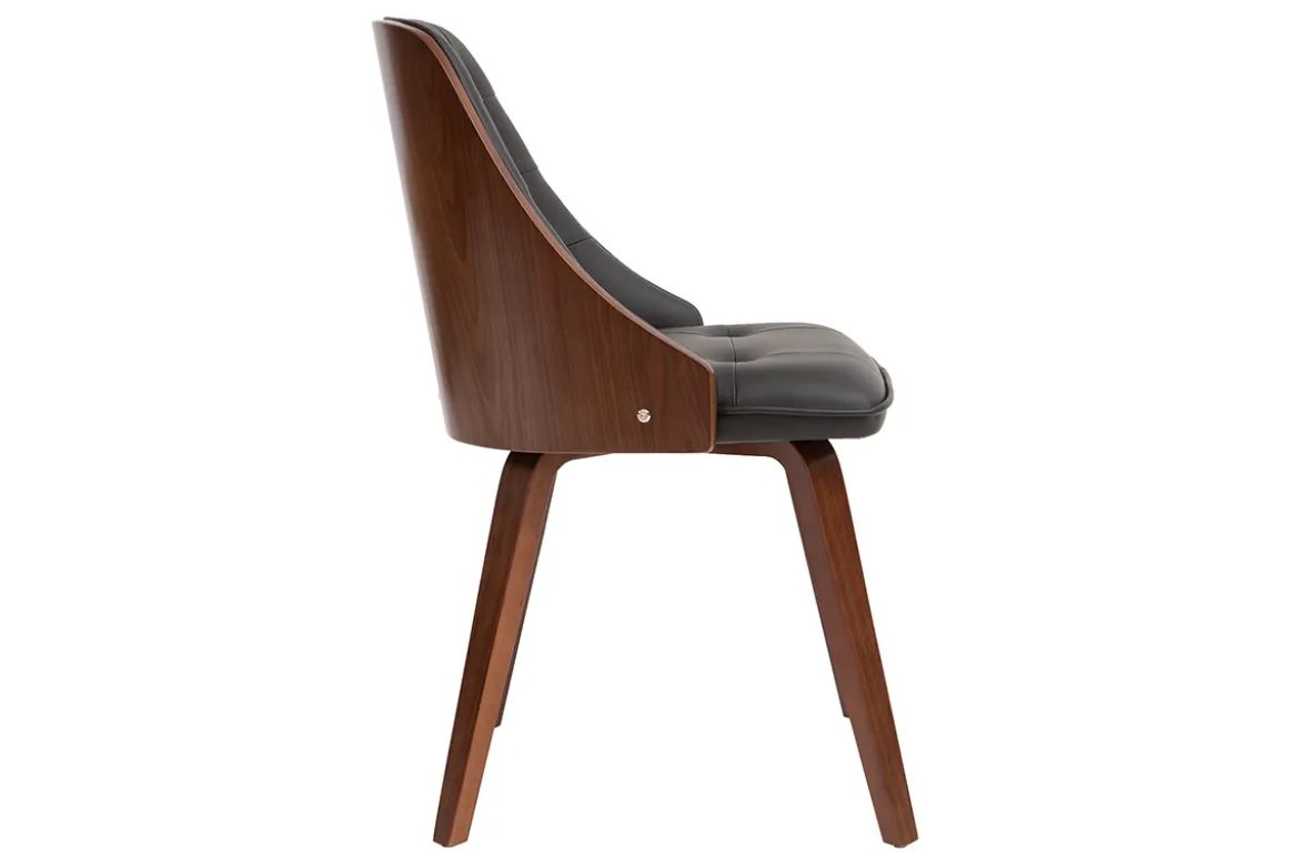 Chaise design noir et bois foncé noyer FLUFFY