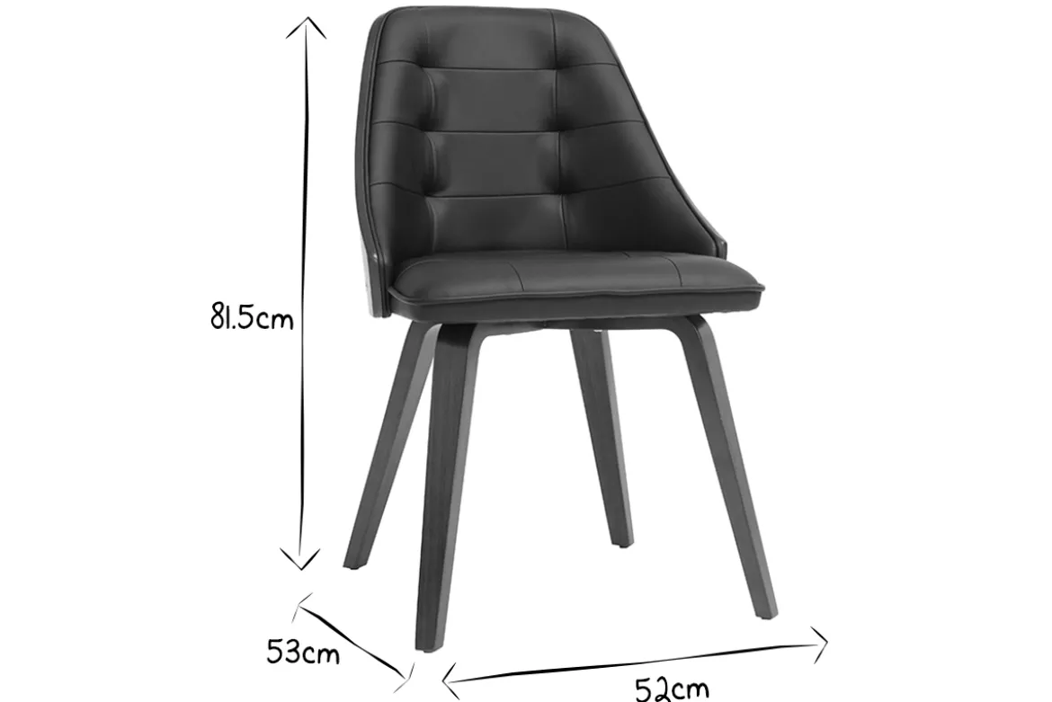 Chaise design noir et bois foncé noyer FLUFFY