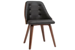 Chaise design noir et bois foncé noyer FLUFFY