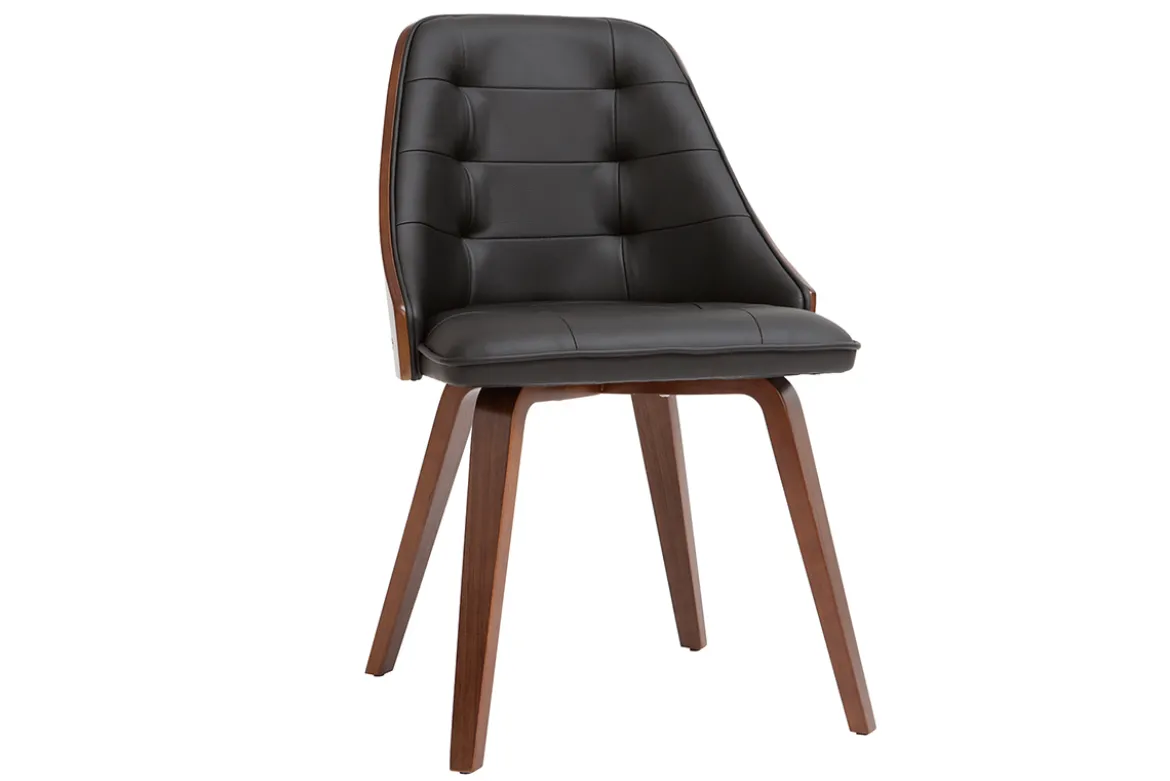 Chaise design noir et bois foncé noyer FLUFFY