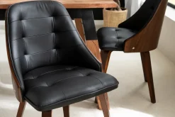 Chaise design noir et bois foncé noyer FLUFFY