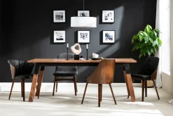 Chaise design noir et bois foncé noyer FLUFFY