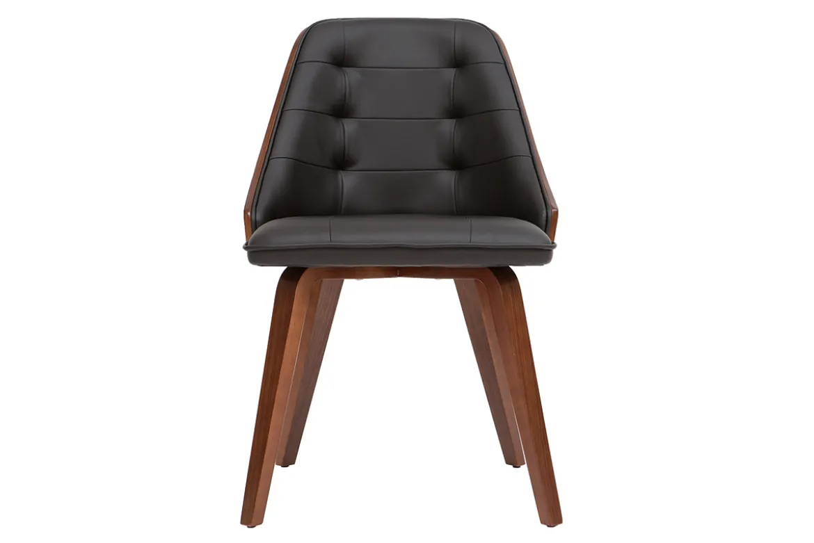 Chaise design noir et bois foncé noyer FLUFFY