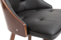 Chaise design noir et bois foncé noyer FLUFFY
