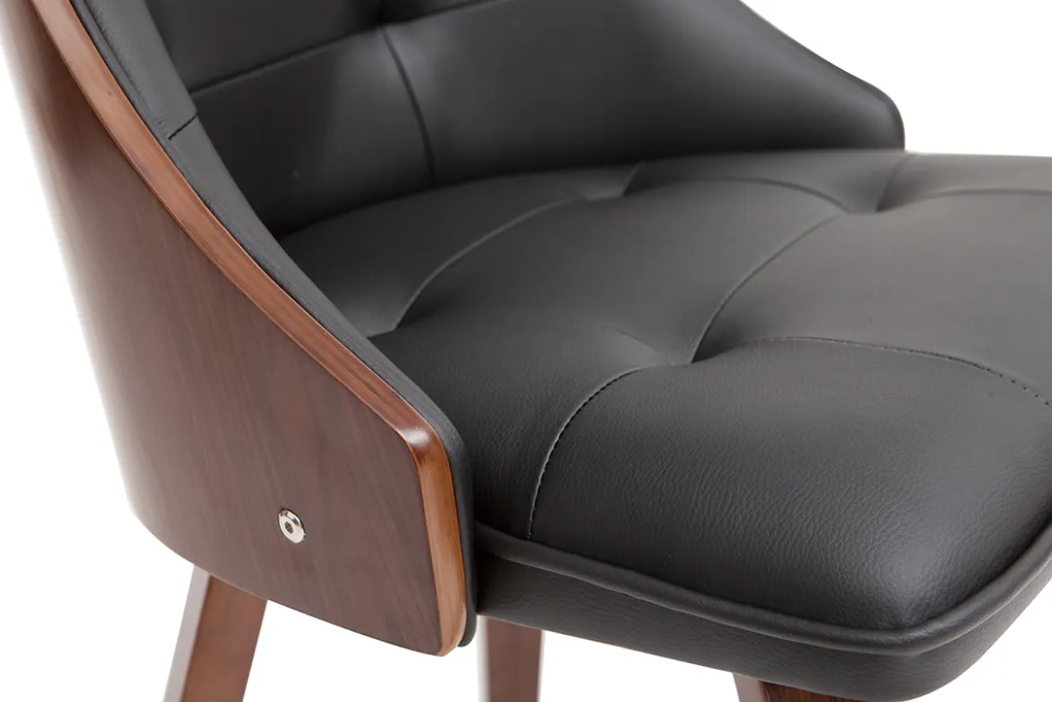 Chaise design noir et bois foncé noyer FLUFFY