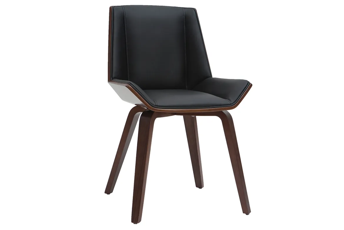 Chaise design noir et bois foncé noyer MELKIOR