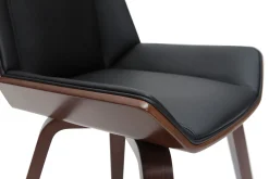Chaise design noir et bois foncé noyer MELKIOR