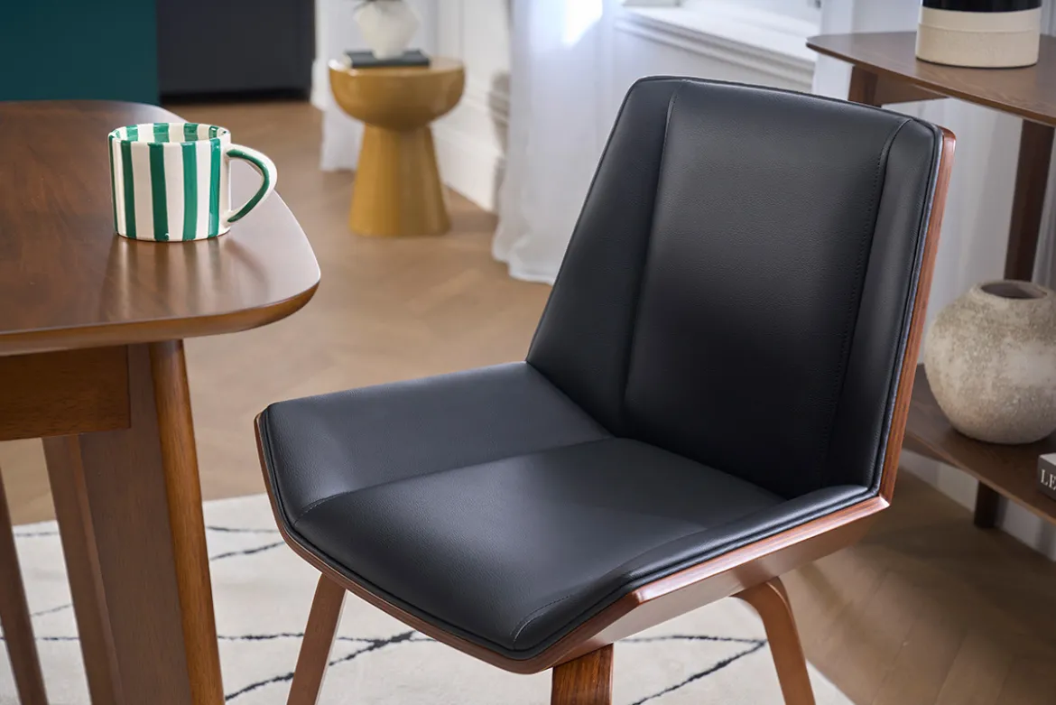 Chaise design noir et bois foncé noyer MELKIOR