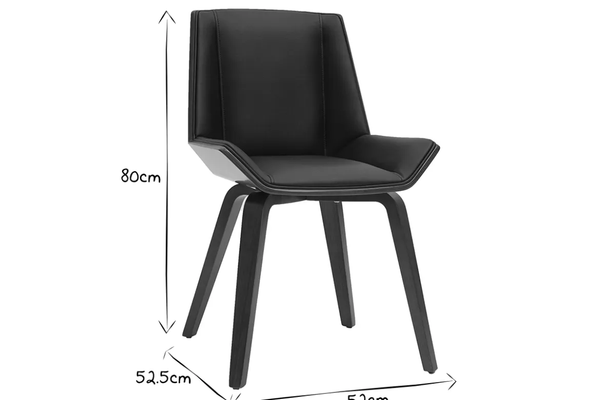 Chaise design noir et bois foncé noyer MELKIOR