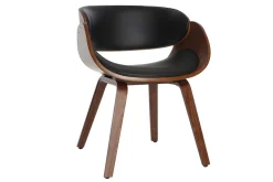 Chaise design noir et bois foncé noyer BENT