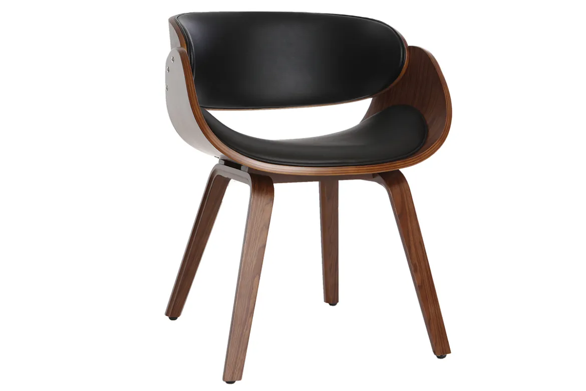 Chaise design noir et bois foncé noyer BENT
