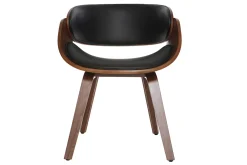 Chaise design noir et bois foncé noyer BENT