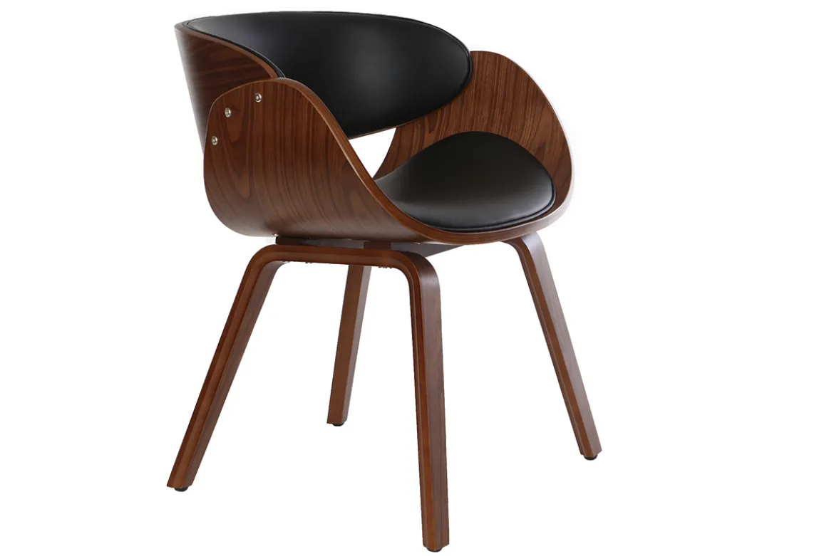 Chaise design noir et bois foncé noyer BENT