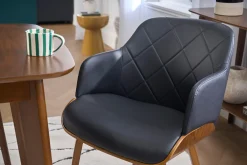 Chaise design noir et bois foncé LUCIEN