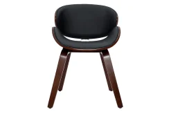 Chaise design noir et bois foncé noyer WALNUT