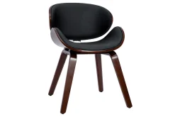 Chaise design noir et bois foncé noyer WALNUT