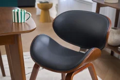 Chaise design noir et bois foncé noyer WALNUT