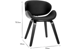 Chaise design noir et bois foncé noyer WALNUT